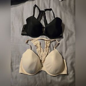 Victorias Secret Elegant Black and Cream Lace Bras